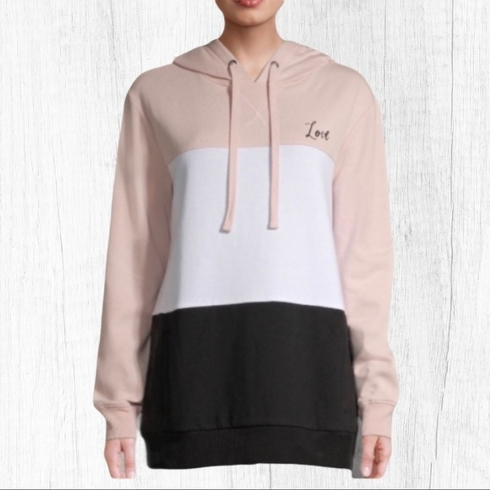 Plus Size XXL‎ Hoodie Sweatshirt Colorblock Love Graphic Pink White Black XL